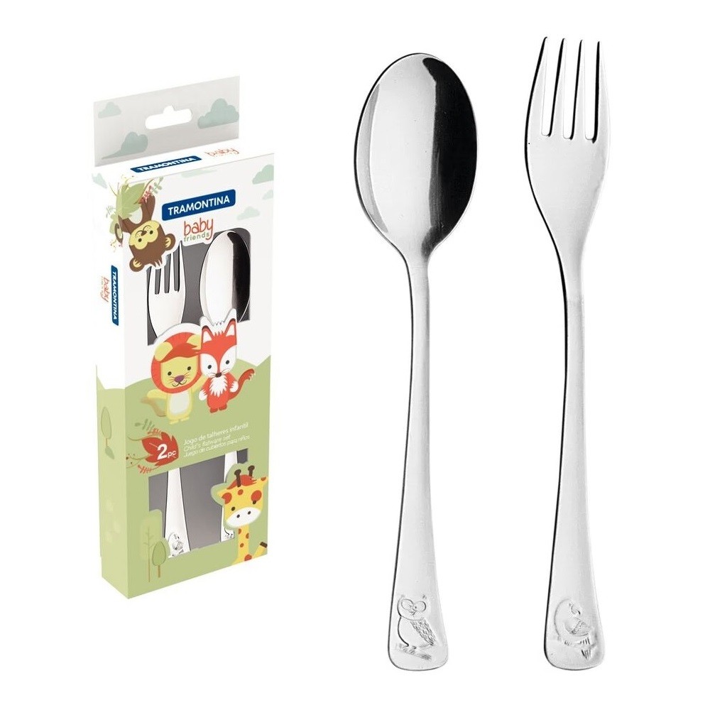 Jogo De Talheres Infantil Baby Inox 2 Peças Tramontina em Oferta na Shopee