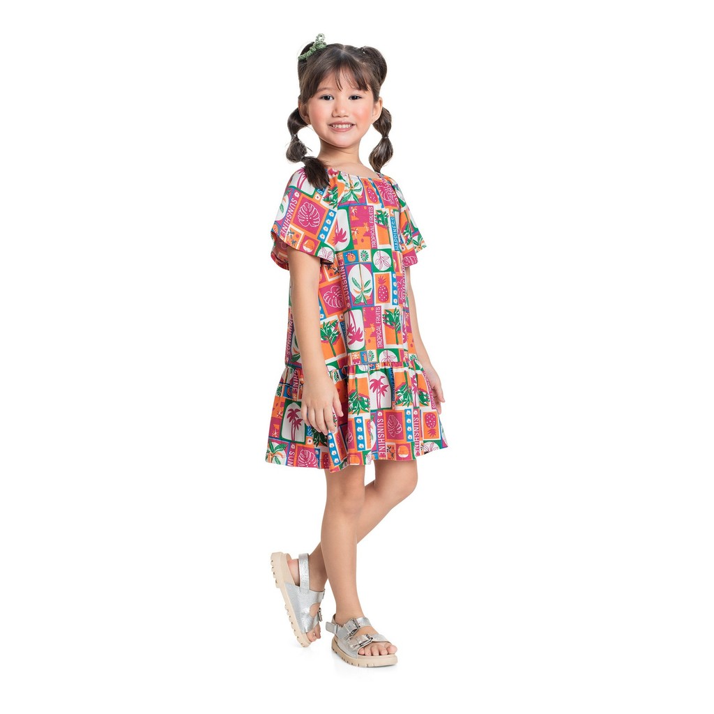 Vestido Estampado para Menina Bee Loop