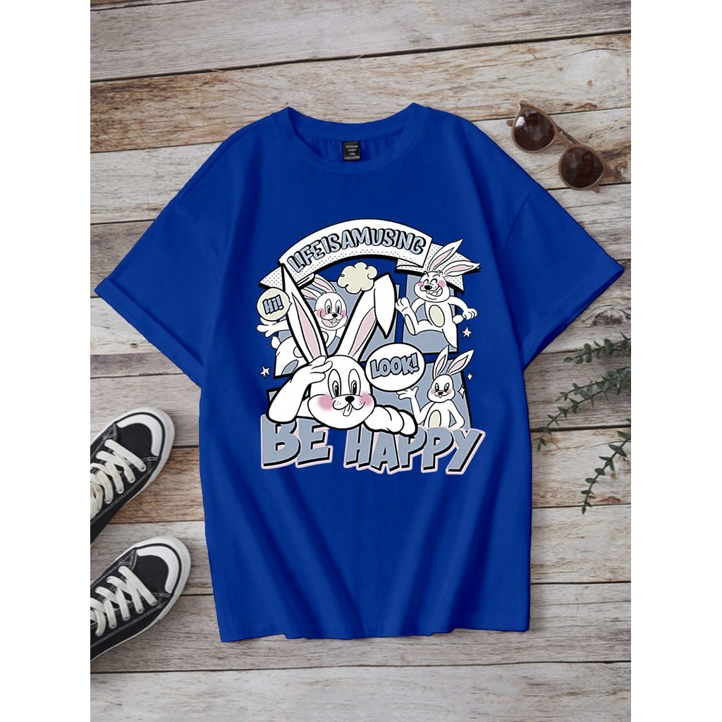 Camisa Aesthetic Camiseta Coelho Coelhinho Vida Blogueira Blusa Casual T Shirt Estampada Oversized