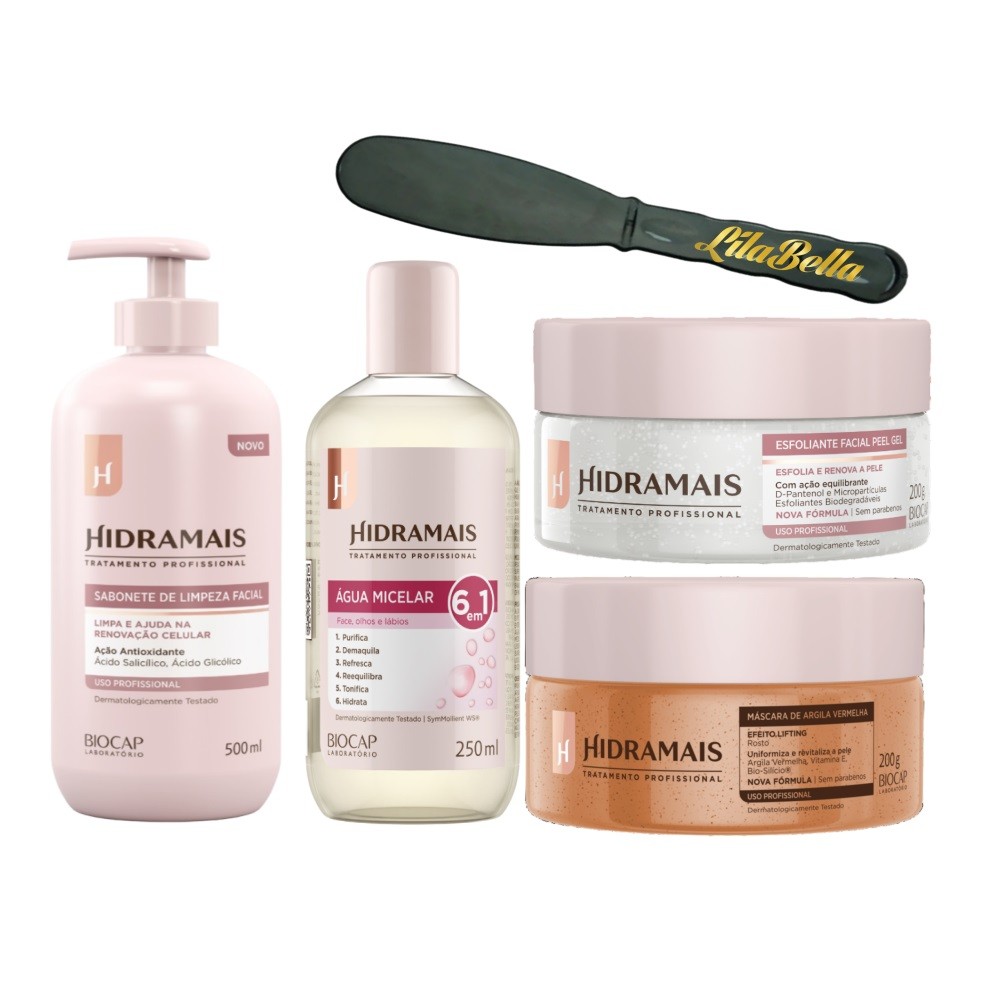 Sabonete+ Esfoliante+ Agua Micelar+Argila Vermelha Hidramais