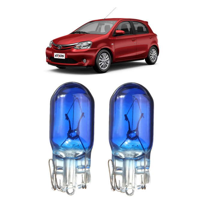 Par Lampada Pingo T10 Super Branca Etios Farol Teto Placa 5w