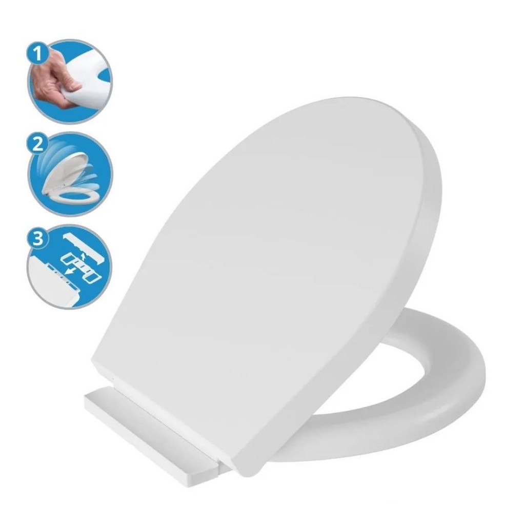 Assento Sanitário Almofadado Oval Soft Close Removível Astra