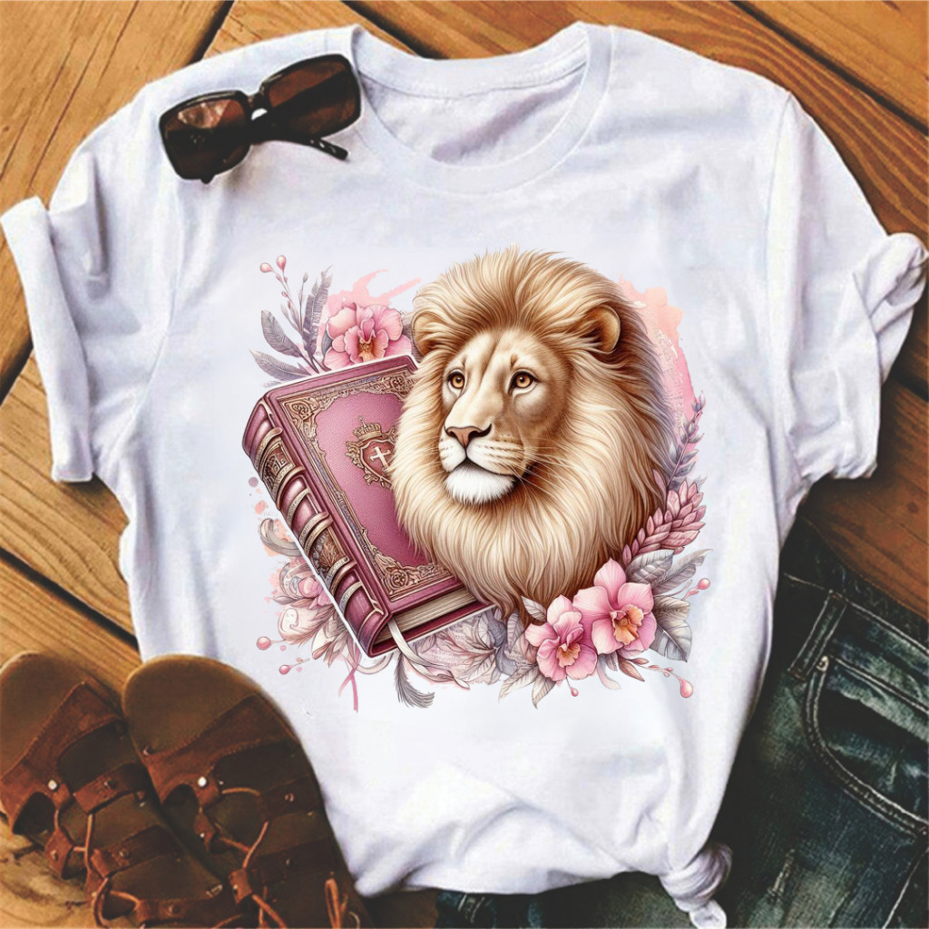 Blusas T-Shirts Femininas em Alta com Estampas Variadas Leão de Judá Yeshua Unissex 100% algodão