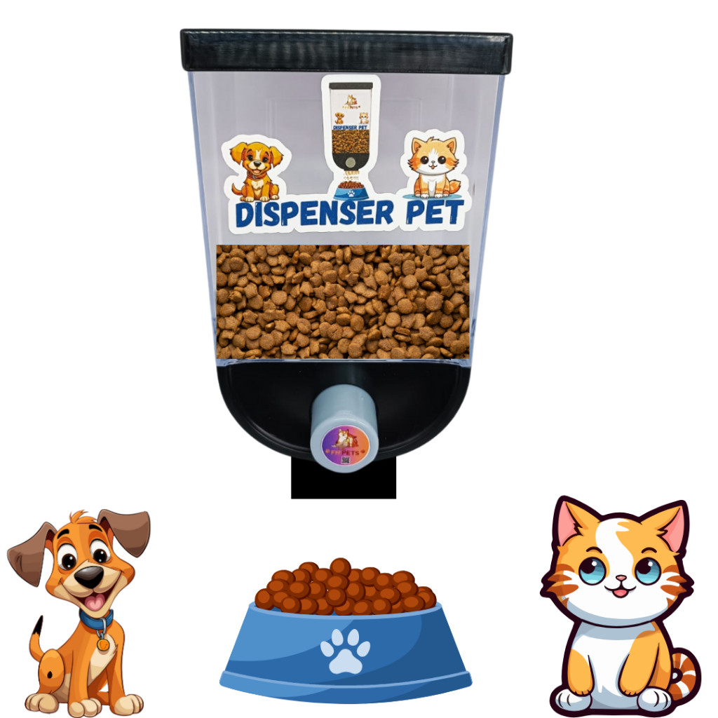 pote de armazenagem Dispenser pet de Ração e Sementes 1kg - Automático para Cães, Gatos e Pássaros