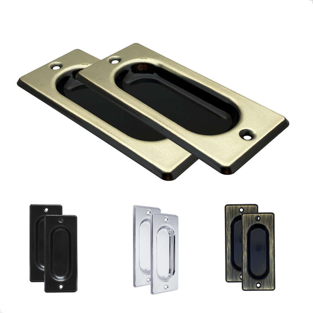 Par Puxador Concha de Embutir Para Janelas E Portas De Correr