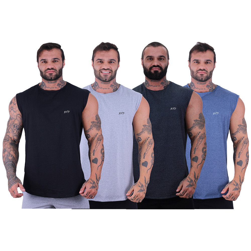 Kit 4 Regata Machão Longline Estilo Básico MXDConceito Grife