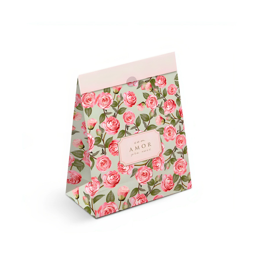 Saco de Papel para Presentes - Rosa - 10 unidades - Cromus - Rizzo  R13 M26 A3 P12