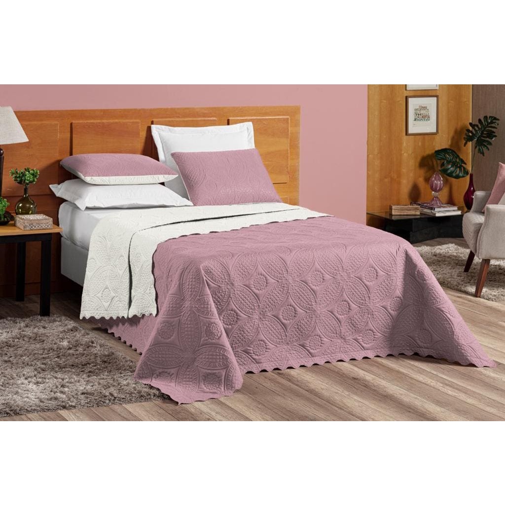Cobre Leito 03Pçs Dupla Face Modelo Liso Várias Cores Queen Malha 100% Poliéster Matelado ...