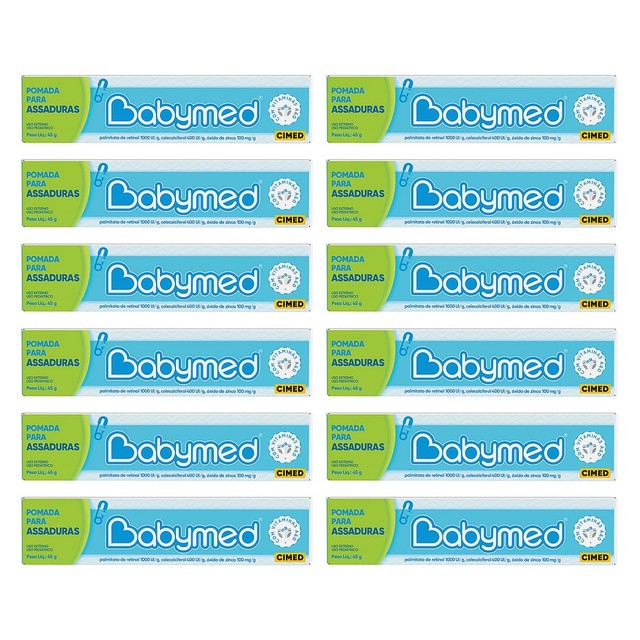 Kit 12 Pomadas Para Prevenção De Assaduras Babymed Azul 45g