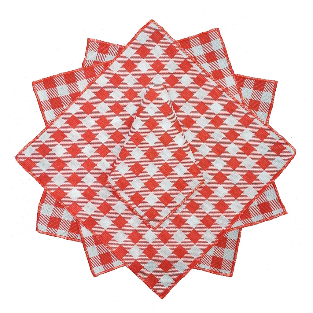 10 Guardanapos Xadrez Vermelho e Branco