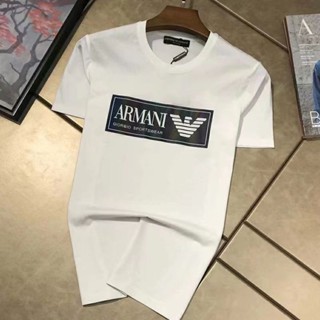 2023 Verão Novo EA7 Manga Curta Camiseta Alfabeto Masculino Estampa Meia Pescoço Da Tripulação Esportiva Colarinho casual Etiqueta + Pendurada
