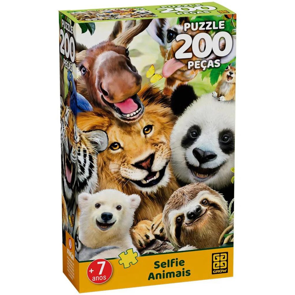 Puzzle Quebra Cabeça Selfie Animais C/ 200 Peças 04432 Grow em Oferta na Shopee