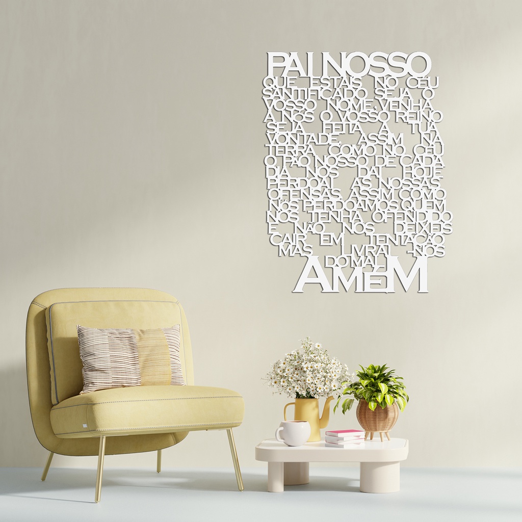 Quadro Decorativo Oração Pai Nosso Em Relevo Grande Mdf Branco em Oferta na Shopee