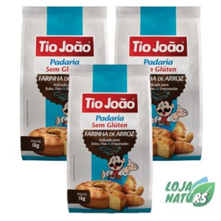 KIT 3 Farinha de Arroz Sem Glúten Sem Lactose 1Kg - Tio João