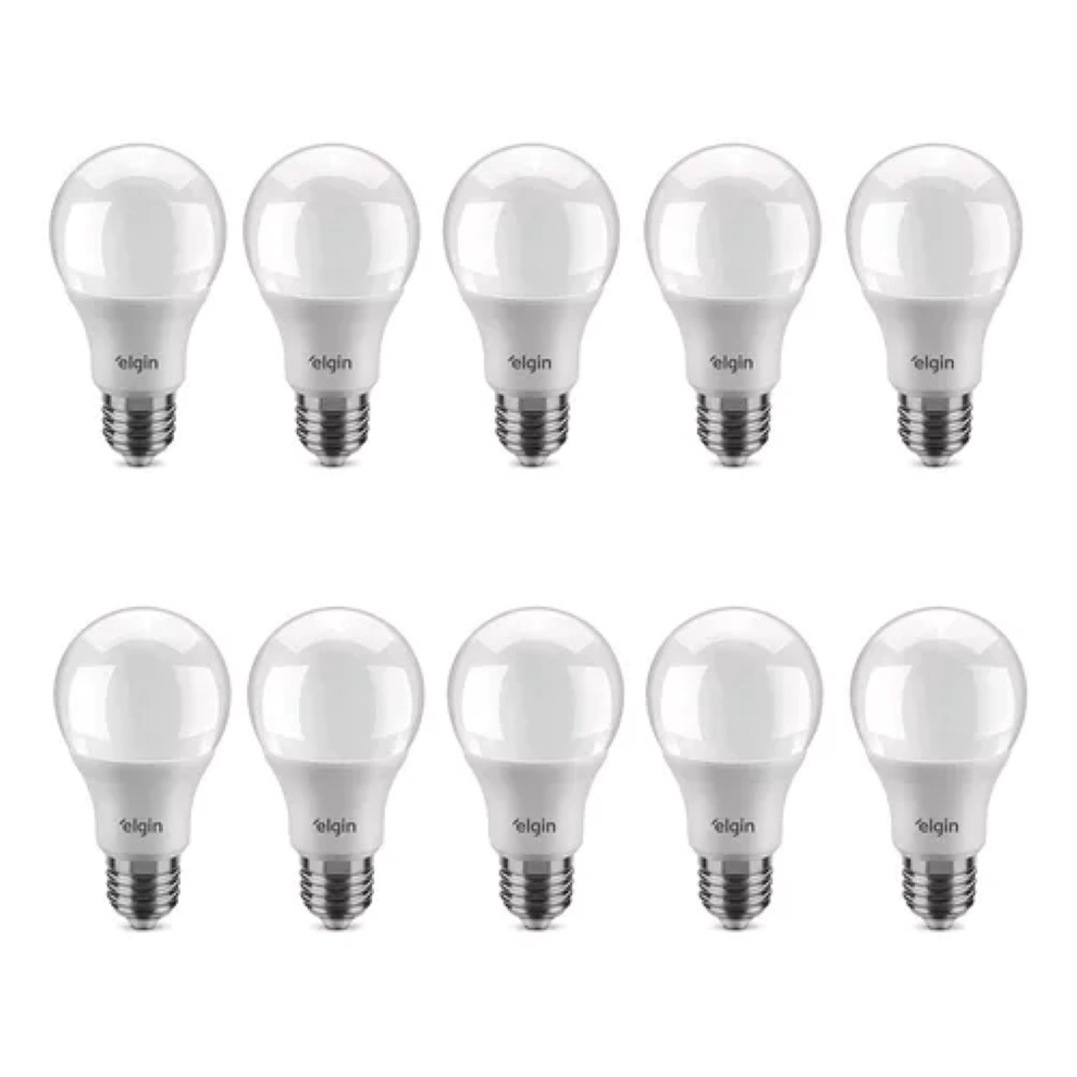 Kit 10 Lâmpadas Led 15w Bulbo Bivolt Branca Fria 6500k Elgin