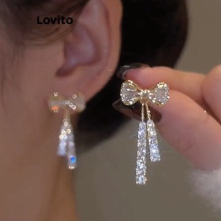 Lovito Brincos de Laço Liso Casual para Mulheres LFA02112 (Prata)
