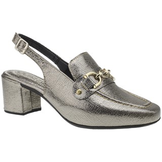 Sapato Feminino Mule Loafer Salto Bloco Grosso Confortável