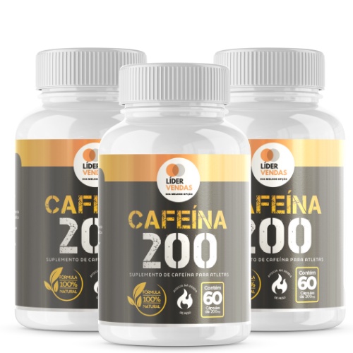Cafeína - 60 CapS vinte0Mg Kit Com - 3 Potessss