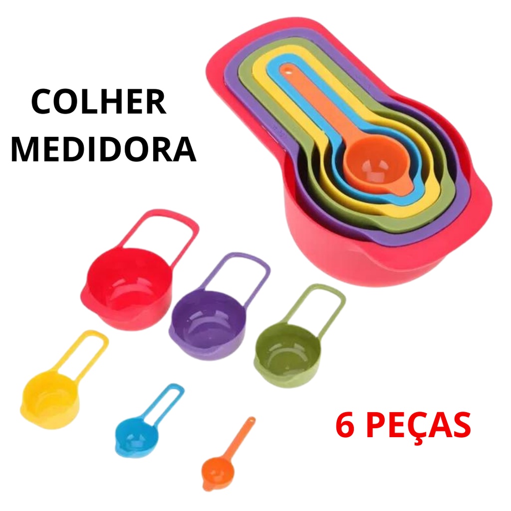 Colher de Cha Colher Medidora para Cozinha Massas Pudim Bolo  Kit Medidor De Cozinha com 6 Peças- Envio Imediato