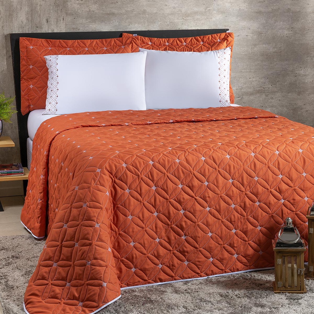 Kit Roupa de Cama QUEEN 6 Peças Cobre Leito e Lençol Ideale