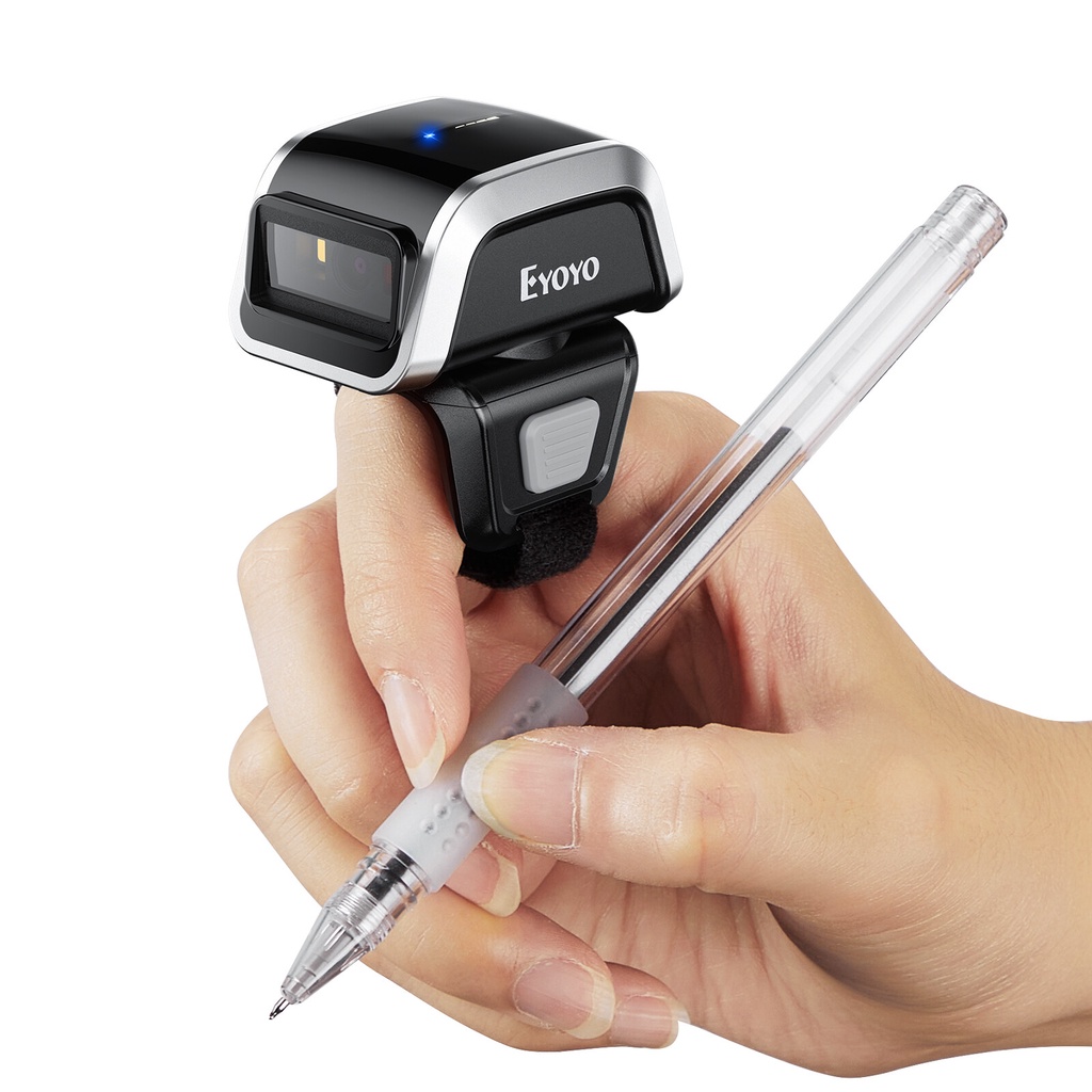 Leitor De Código De Barras Hands-free-Eyoyo Mini Finger Wearable 2.4G Sem Fio 1D 2D QR Code Cabeça Fixa