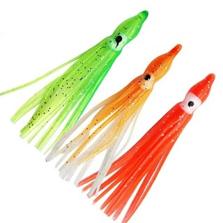 5pcs Saias De Pesca De Lula  5cm/9cm Saias De Lula De Pesca Polvo Luminoso Trolling Lure Isca Plástica Macia