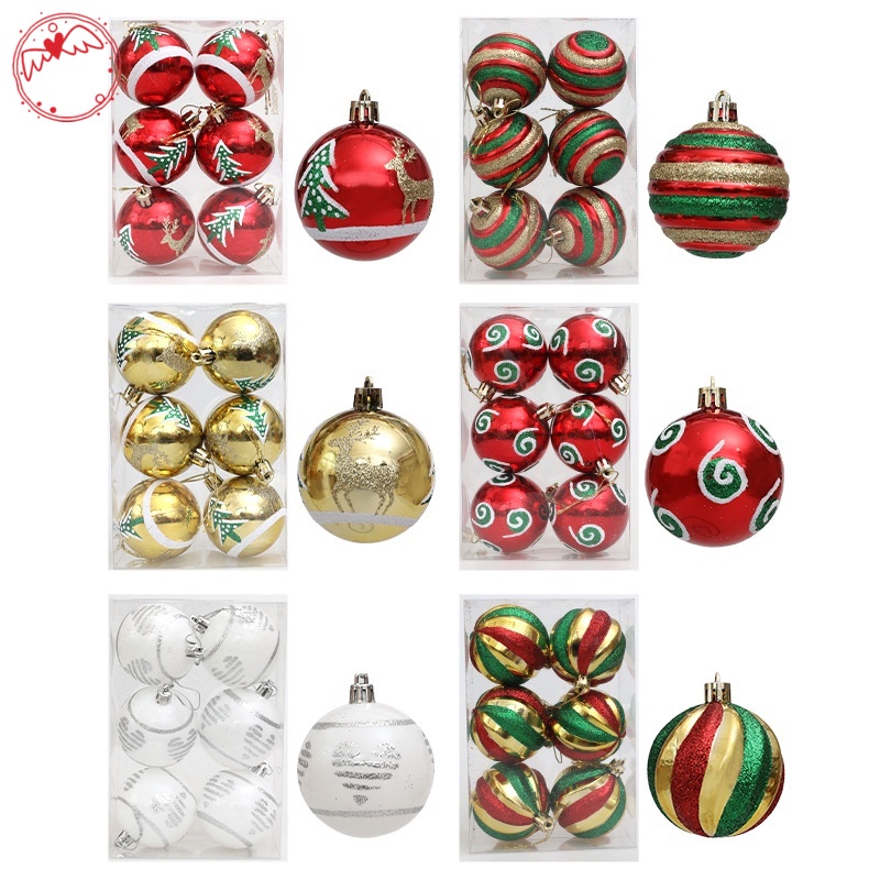 6cm 6pcs 6pcs Decoração Colorida De Bolas De Natal Para Árvore Doméstica Pingente De Ano Novo 2024 De Festas DGEBR