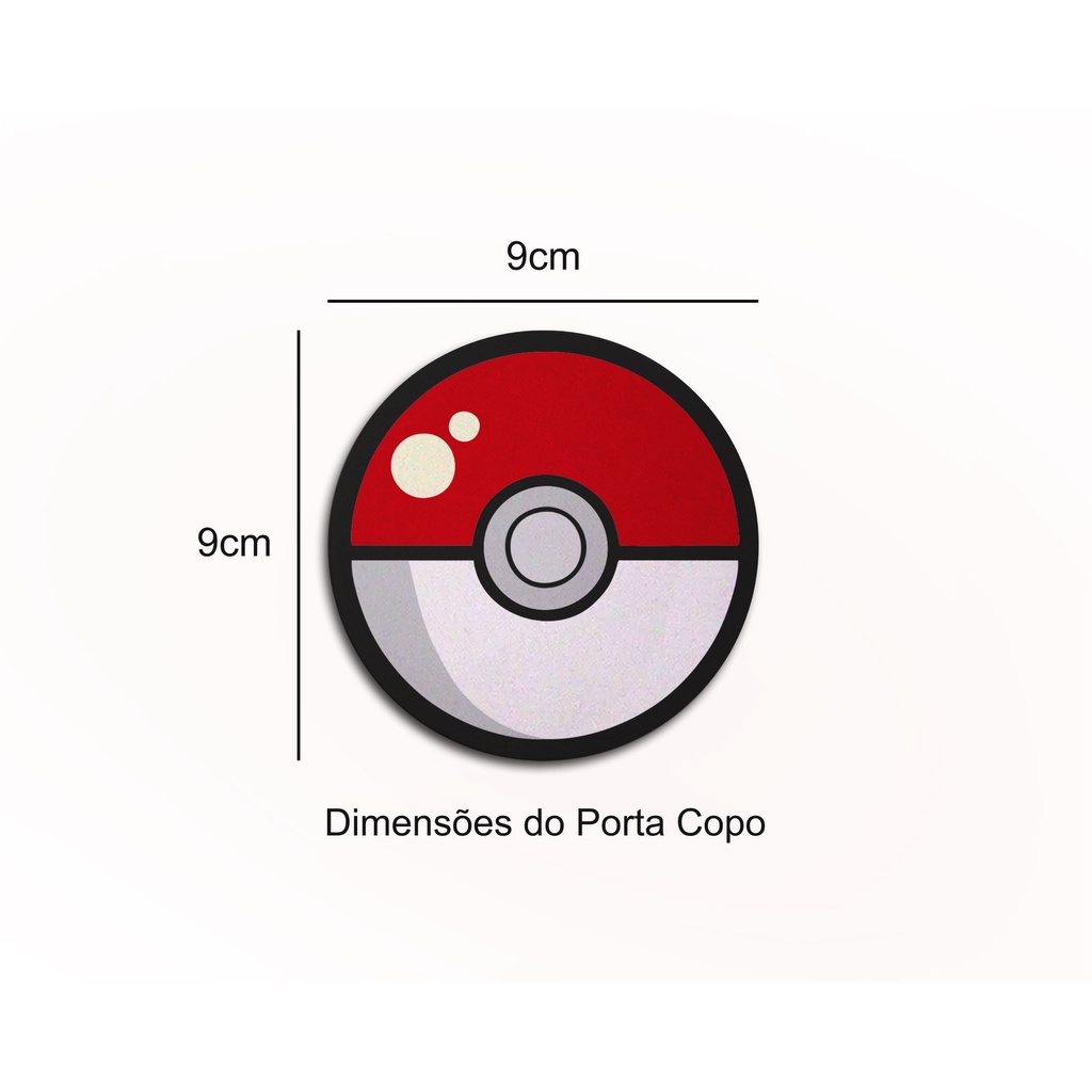 kit 4 Porta Copos Descanso de Copo Geek Pokébolas Pokémon Neoprene 9cm