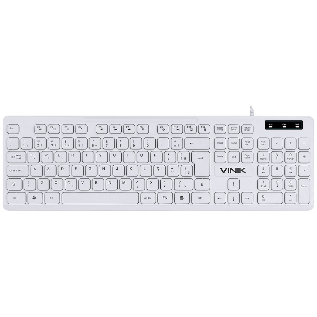 Teclado Slim Usb Branco Vinik Tcb-200 Teclado Com Fio Para Pc