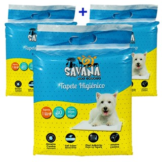 kit 3 Tapete para Cachorro Higiênico 90un Savana Pet 60x60cm