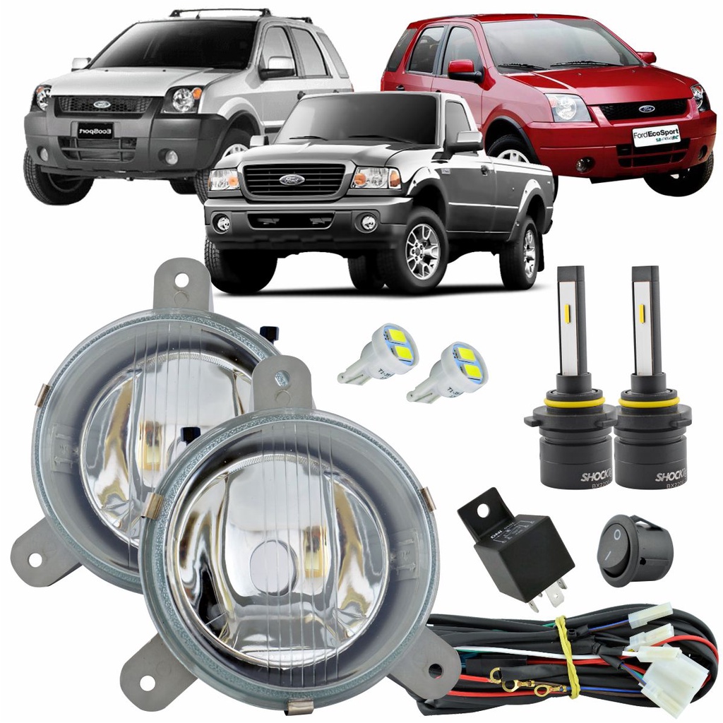 Kit Ford Milha Vidro + Chicote Ranger 2005 A 2011 E Ecosport 2003 A 2007 + LED
