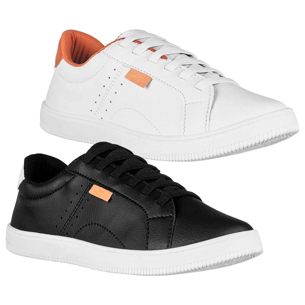 Tênis Casual Feminino Leve e Confortável Branco Ou Preto Promoção