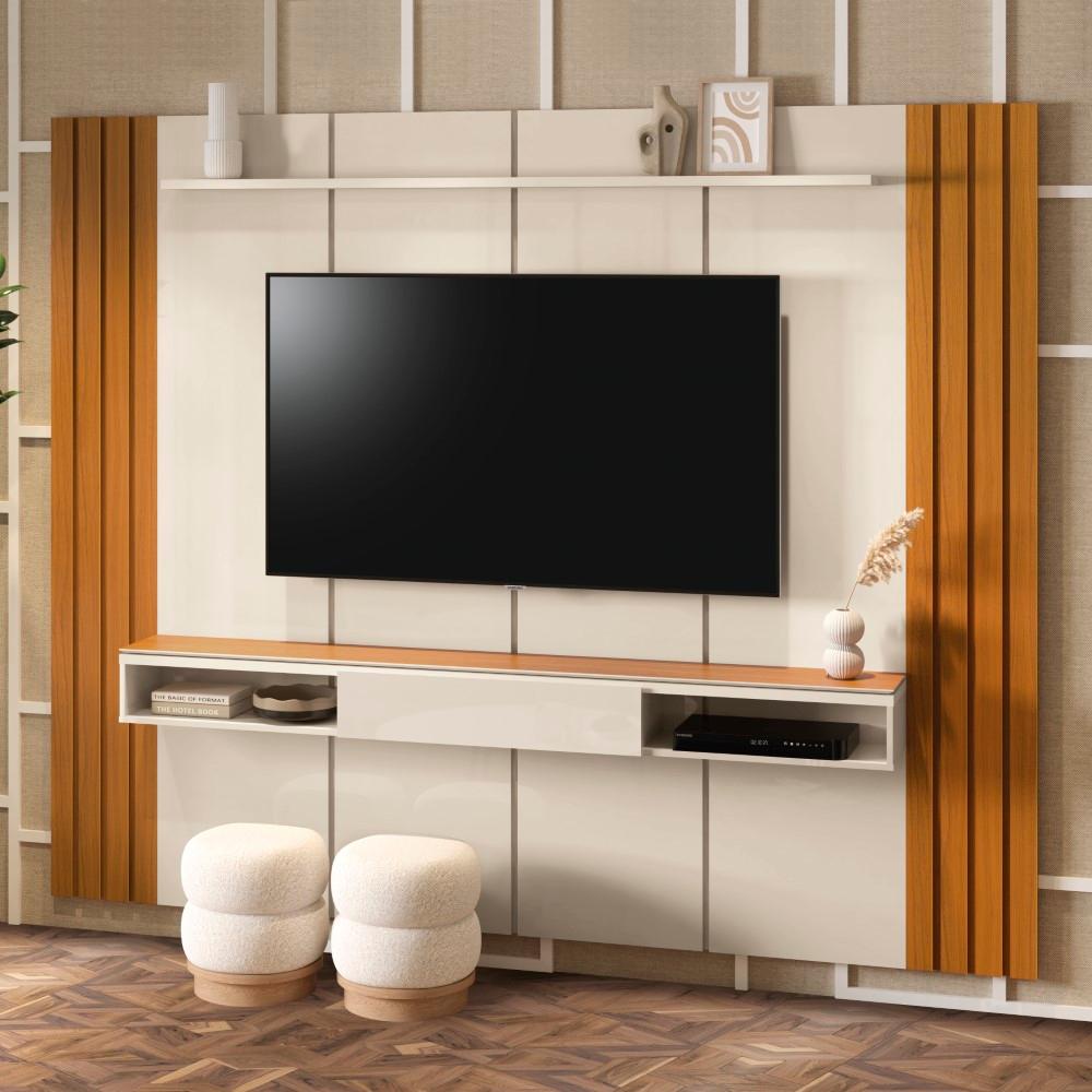 Painel para TV Até 75 Polegadas Ripado 1 Prateleira Marrocos 240cm em Oferta na Shopee