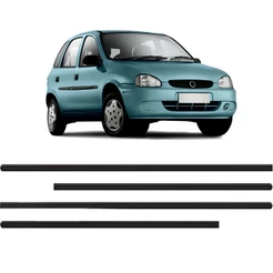 Jogo Friso Lateral Corsa Hatch GL 4 Portas 1994 1995 1996 1997 1998 1999 Preto Modelo Fino