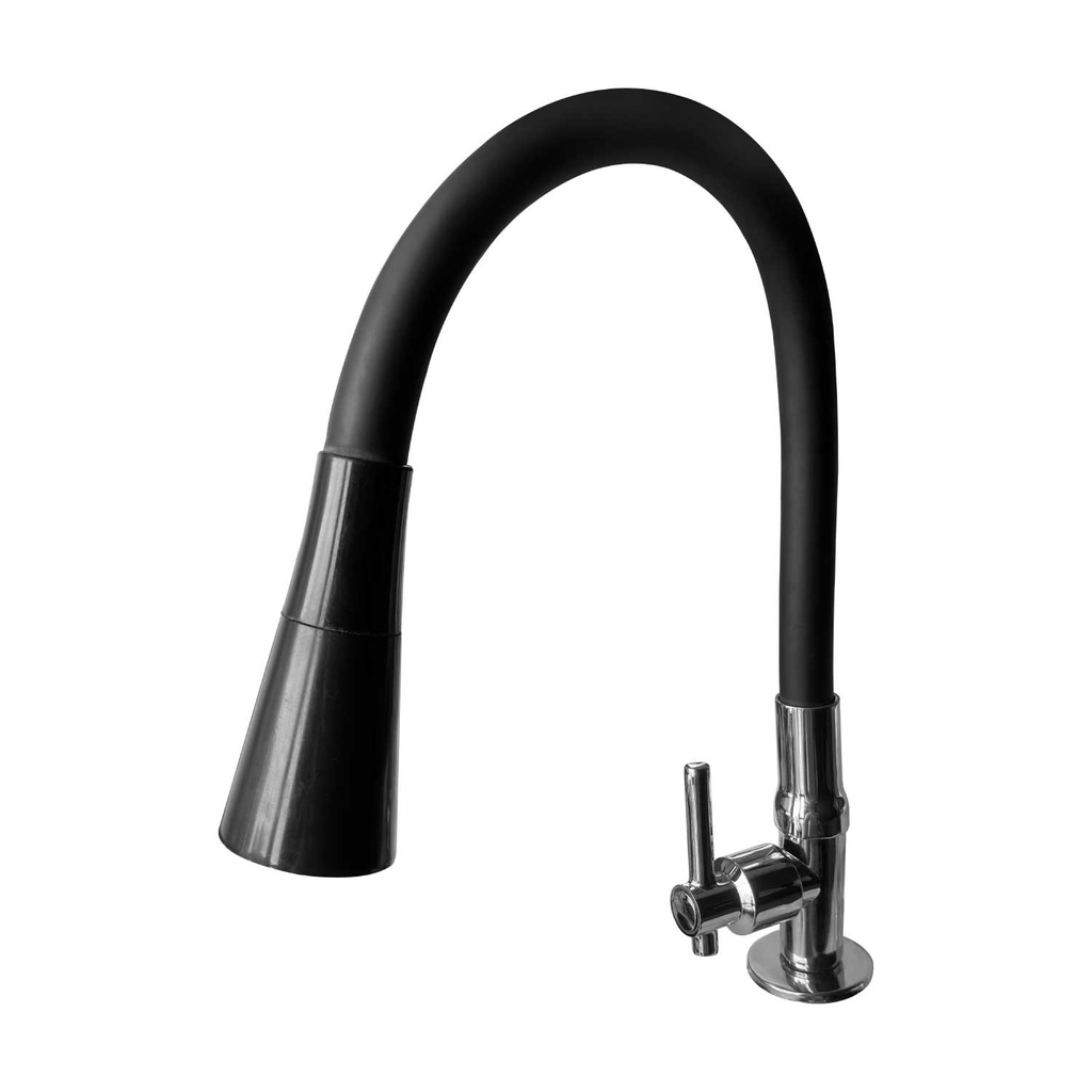 Torneira Para Cozinha Bancada Flexível Tubo Preto 2 Jatos