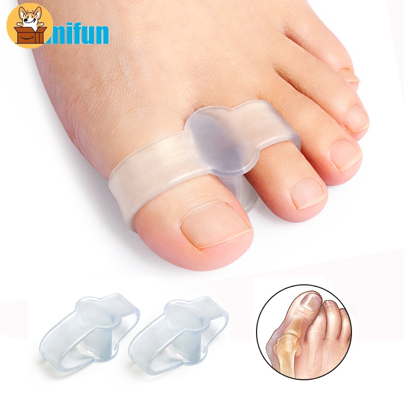 【 Am-az 】 2Pc Gel De Silicone Separador De Dois Furos Espaçadores De Dedo Do Polegar Valgus Corrctor Protetor Ortopédico Corretor Ferramenta Para Cuidados Com Os Pés