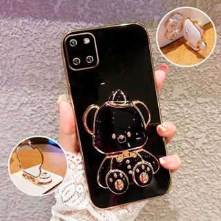 Capa Para Telefone À Prova De Choque Samsung Galaxy Note10 Lite S10 2020 A81 A91 Cute 3D Hatted Baby Bear Stand Proteção Do Suporte Urso