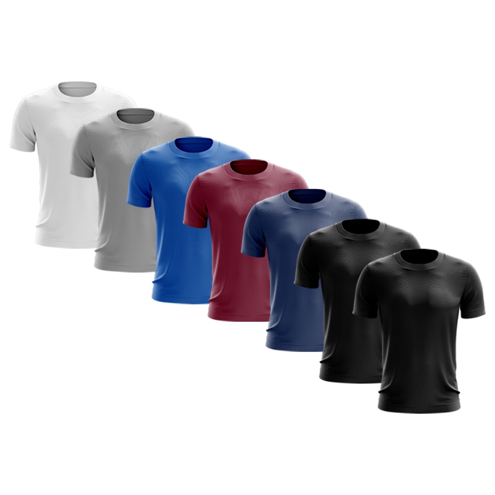 Kit 7 Camisetas Masculina Manga Curta Dry Fit Básica Lisa Proteção Solar UV Térmica Blusa Academia Esporte Camisa 06
