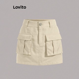 Lovito Saia Casual Com Bolso Liso Para Mulheres L77ED183