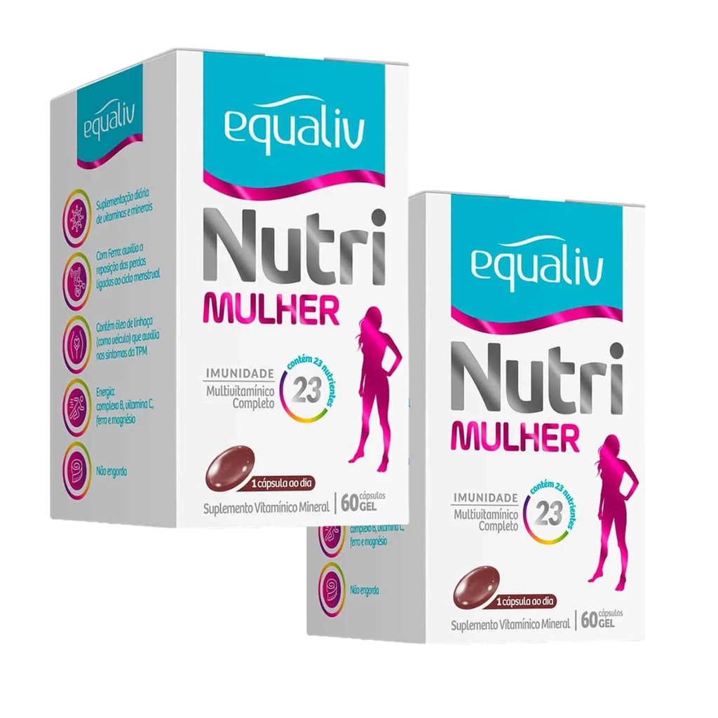 Kit 2x Nutri Mulher Equaliv 60 Cápsulas | Suplemento Alimentar | Vitaminas e Minerais | 120 Cápsulas