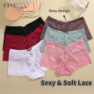 Finetooo Calcinha De Boxer De Renda Mulher Sem Costura Lingerie Sexy High Waist Underwear