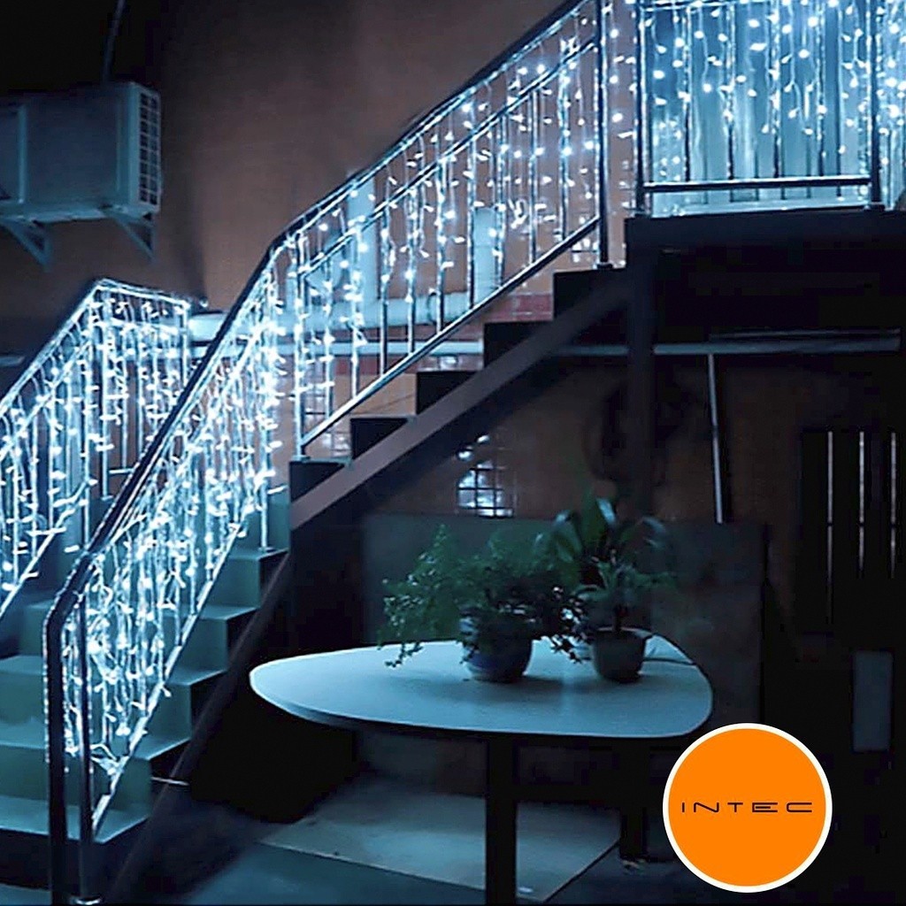 Cascata 200 Led Fixo 220V 5M branco frio, branco quente ou azul c/ fio branco 3525