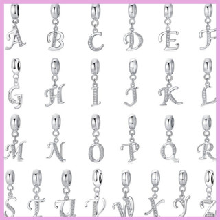 Berloque Pingente Charme Carta Pan Prata 925 Charme Cartas 26 Bracelete Pingente Encanto Diamante