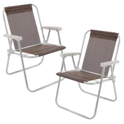 Cadeira de Praia Alta Sannet Aluminio Marrom com 2 UNI BEL