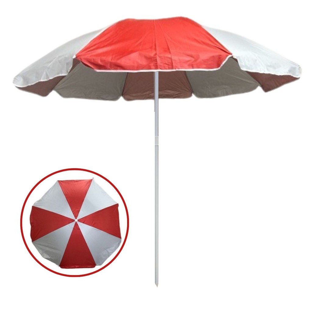 Guarda Sol 1,80 Metros Praia Camping Piscina Pesca Jardim Gigante Vermelho e Branco - Importway em Oferta na Shopee