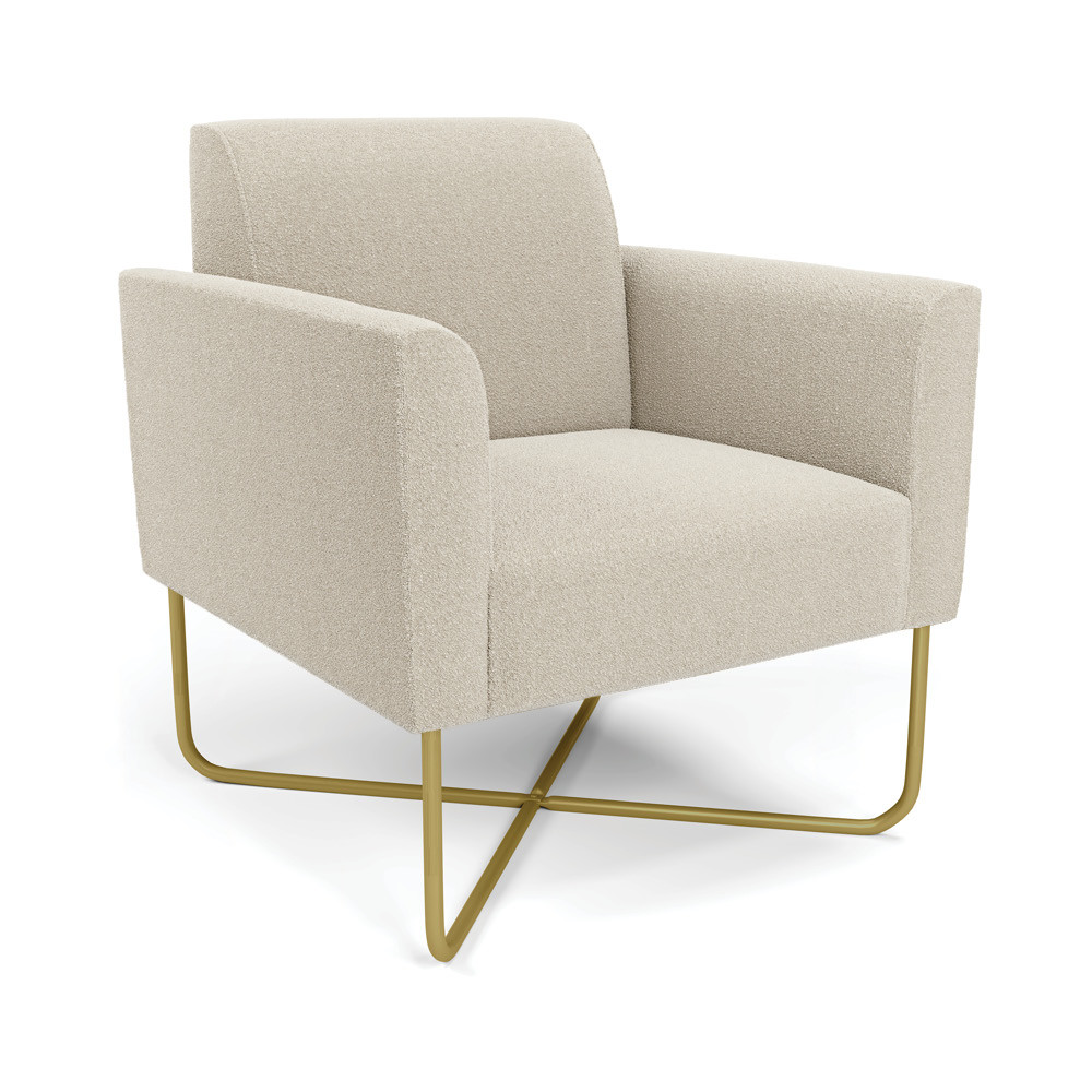 Poltrona Sala Base X Industrial Dourado Marisa Bouclê D03 - D'Rossi