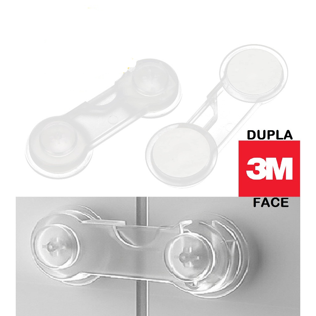 Kit 4/8/12 Travas Porta Gaveta Geladeira Transparente Segurança Bebê - Fita 3M