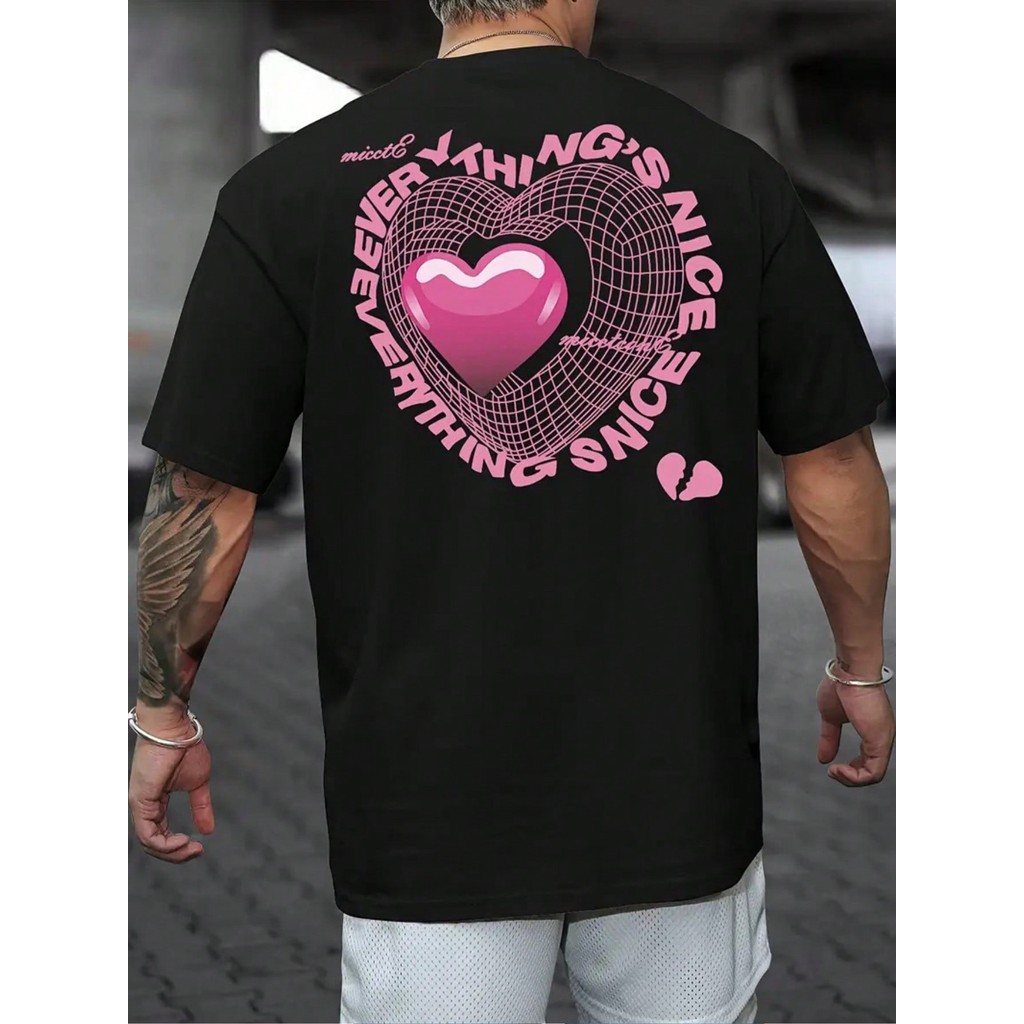 Camiseta 100% Algodão 30.1 Estampa Coração Partido Streetwear Lançamento Envio Já