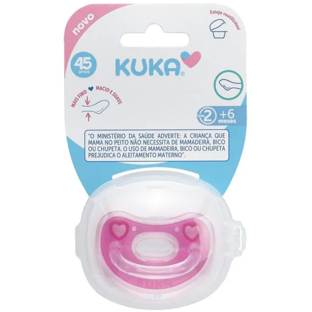 Chupeta Kuka Elegance Premium T2 Ortodôntica Rosa – Conforto e Estilo para o Bebê
