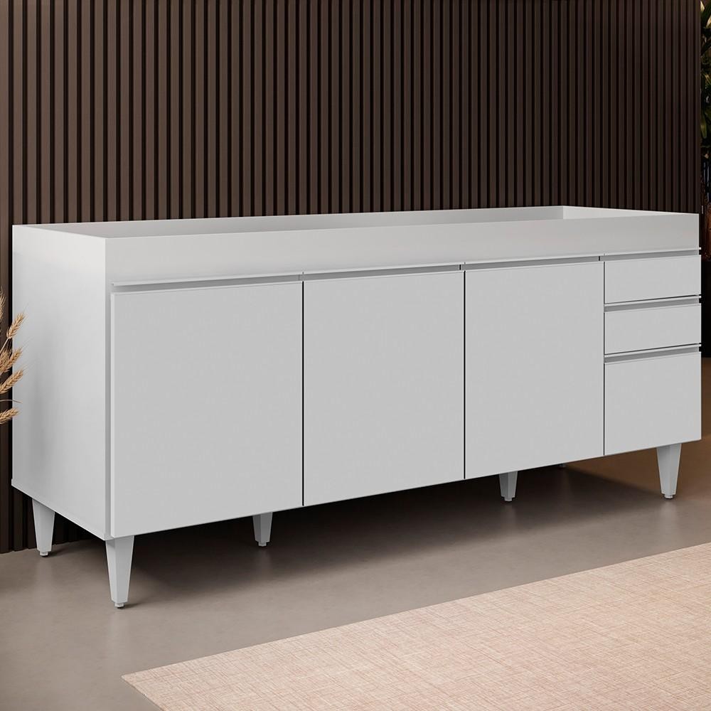 Balcão Gabinete Para Pia 180cm Sem Tampo Dallas Branco - Lumil - Home & Living